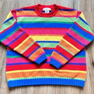 90s Rainbow Striped Cotton Knit Sweater
